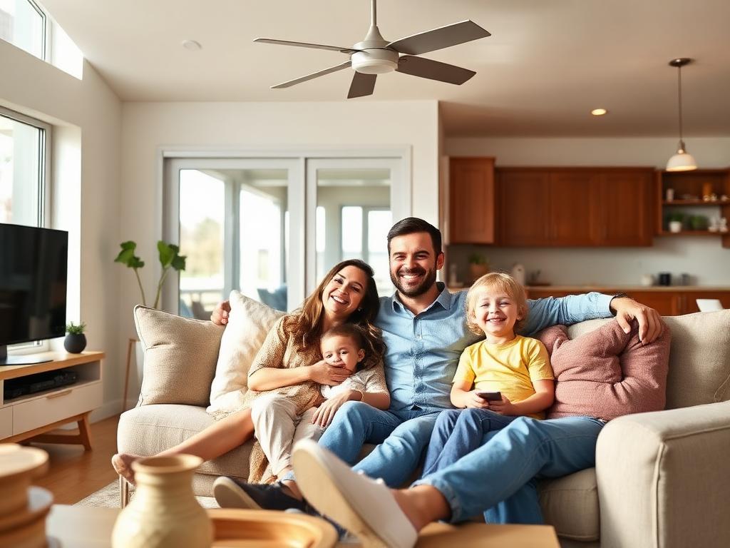 Happy family enjoying a comfortable home with HVAC financing from Free State Heating & Cooling